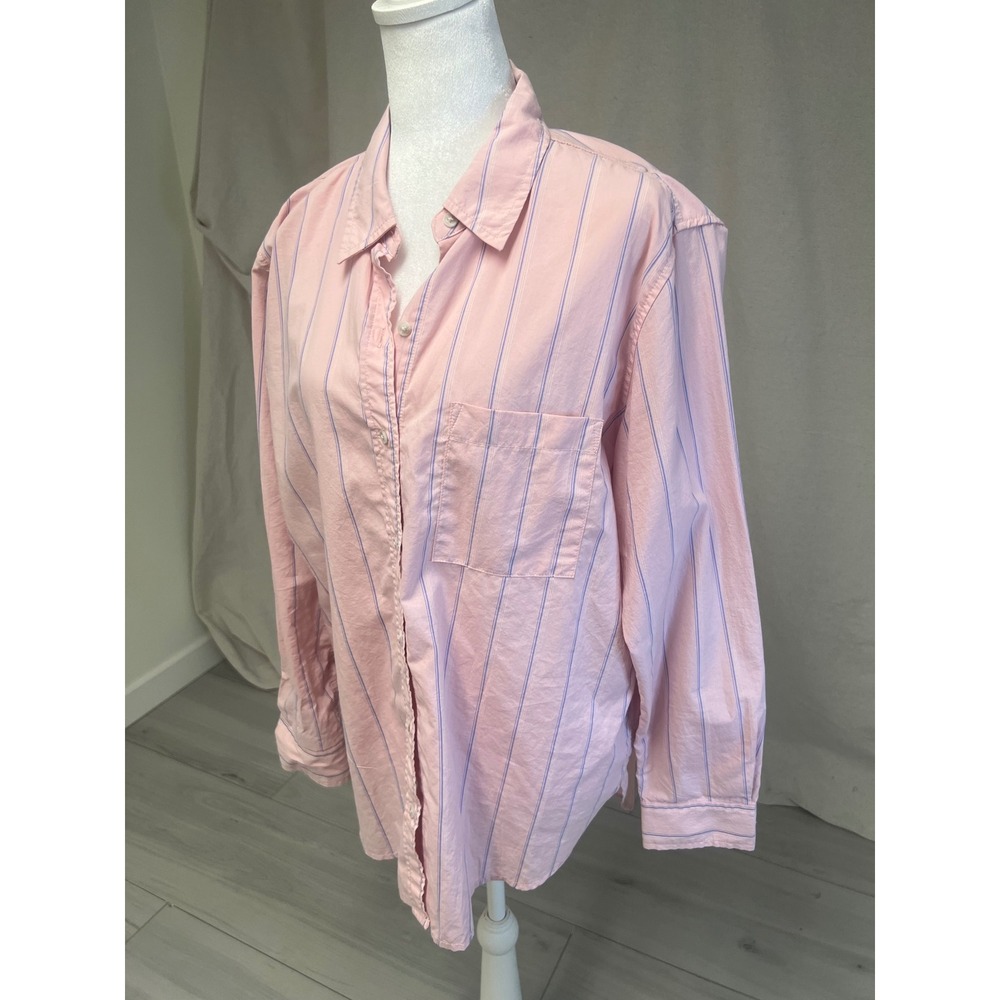 Universal Thread Button Down Shirt Mens Sz M Pink Blue Stripe Relaxed Preppy